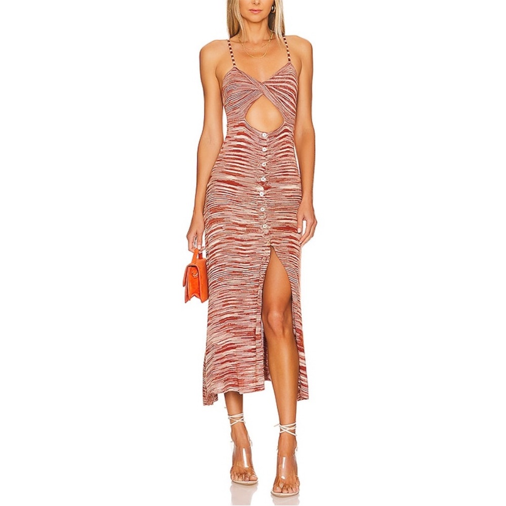 For Love & Lemons 'Isabela' Brown Midi Dress Size M